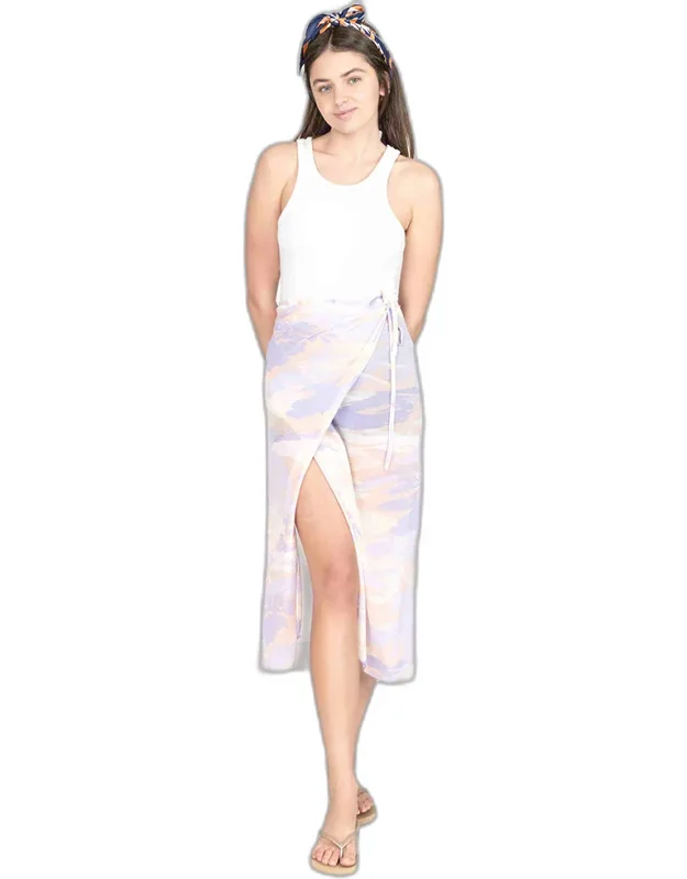 Tie Dye Beach Cover Up Midi Wrap Skirt