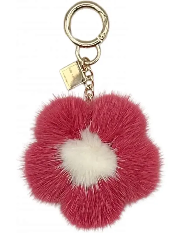 Mink Flower Bag Charm
