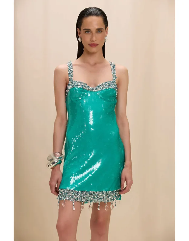 Isla Sequin Dress With Tulle And Hand Embroidery