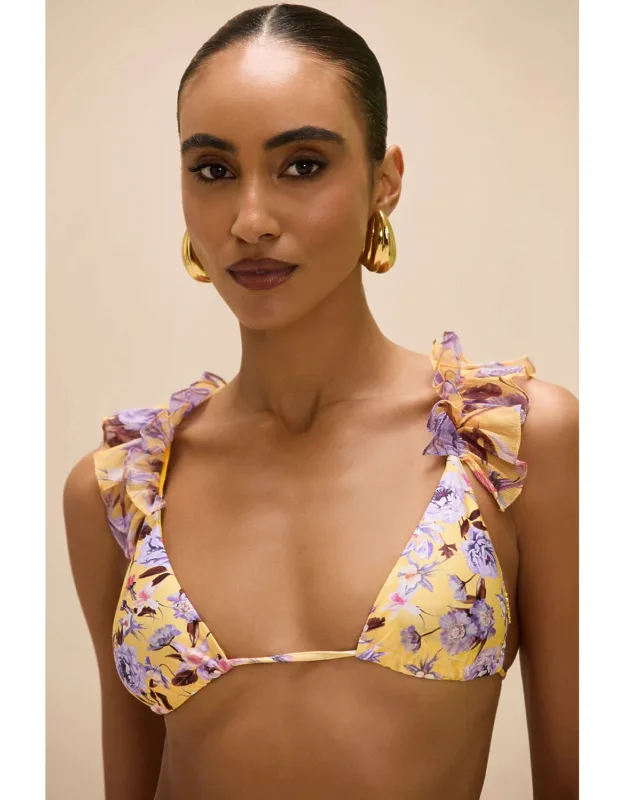 Peony Print Lycra Bikini Top