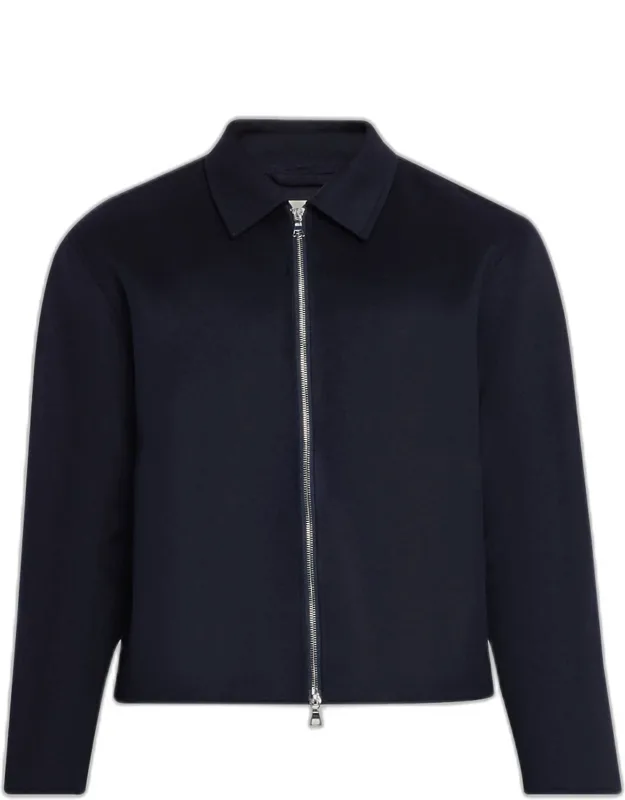 Split Wool Double-zip Bomber Jacket