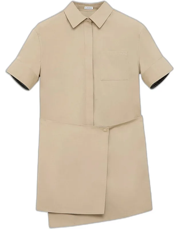 Wrapped Short-sleeve Shirtdress