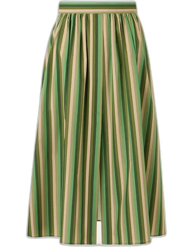 Striped Cotton Poplin Midi Skirt