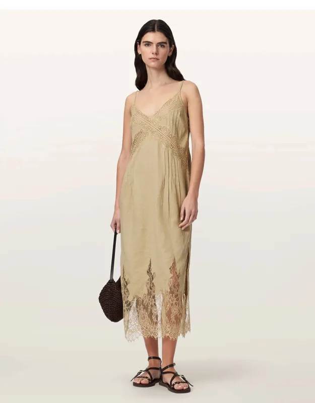 Linen Lace Midi Dress