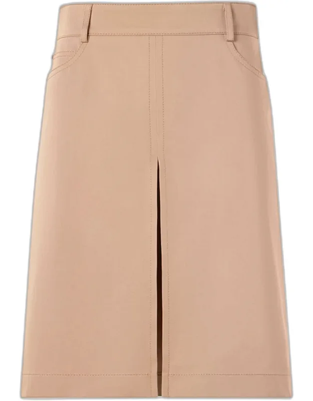 Box Pleat Cotton Gabardine A-line Skirt
