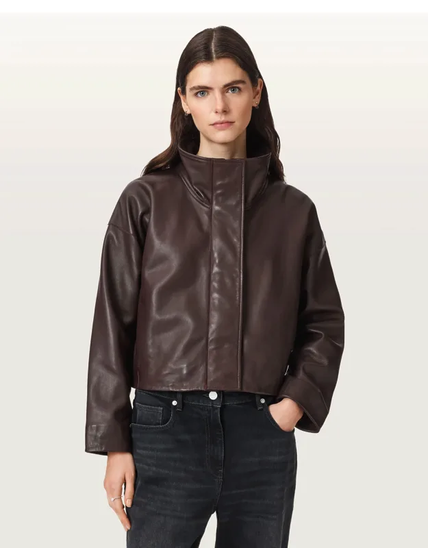 Ryder Funnel Neck Leather Jacket