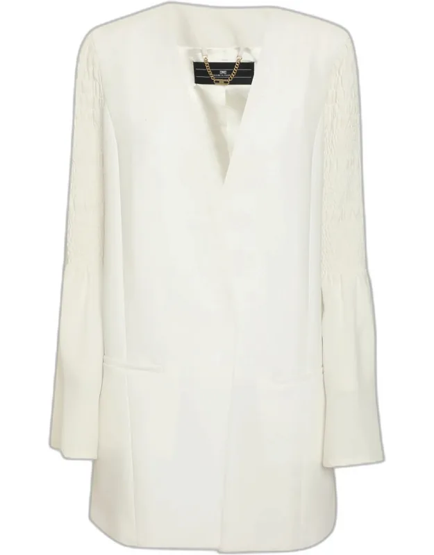 Stretch Crepe Ruch Sleeve Blazer