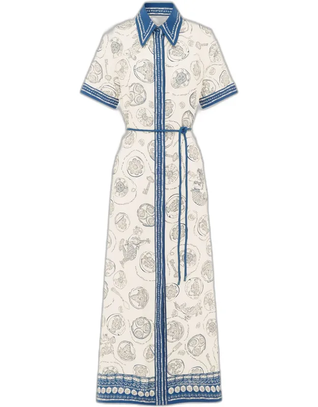 Printed Linen Maxi Shirtdress