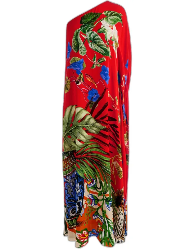 Linn Printed One-shoulder Maxi Dress