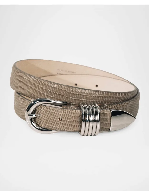 Hollyhock Lizard-embossed Leather Belt