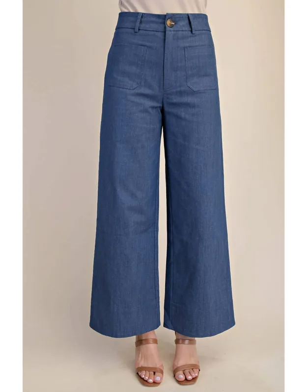 High Rise Wide Leg Front Pocket Jeans