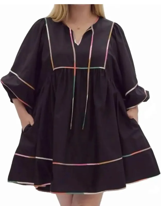 Multi-color Trim Mini Dress