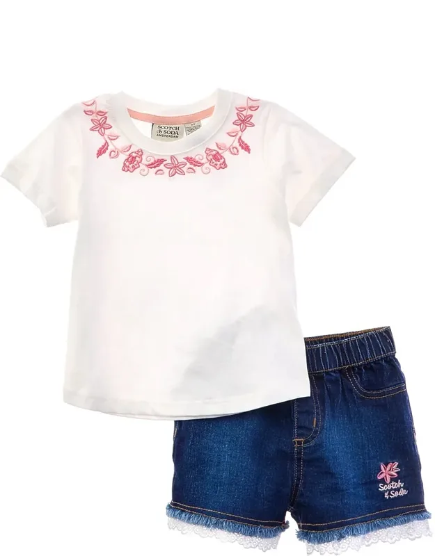 T-shirt & Short Set - Crewneck, Elasticized Waist