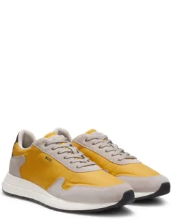 Lightweight Fabric Lace-up Sneakers With Suede Trims
