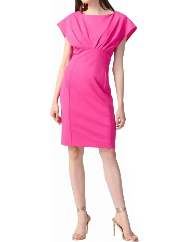 Pleated Dolman Sleeve Sheath Dress