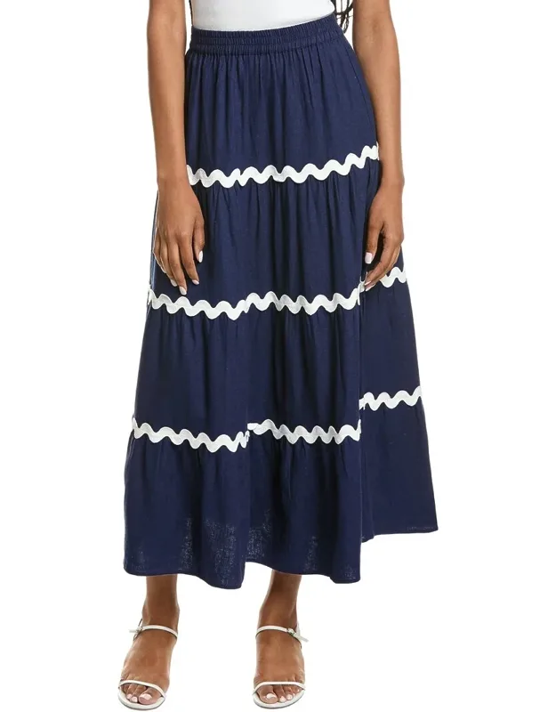 Tiered Linen-blend Skirt