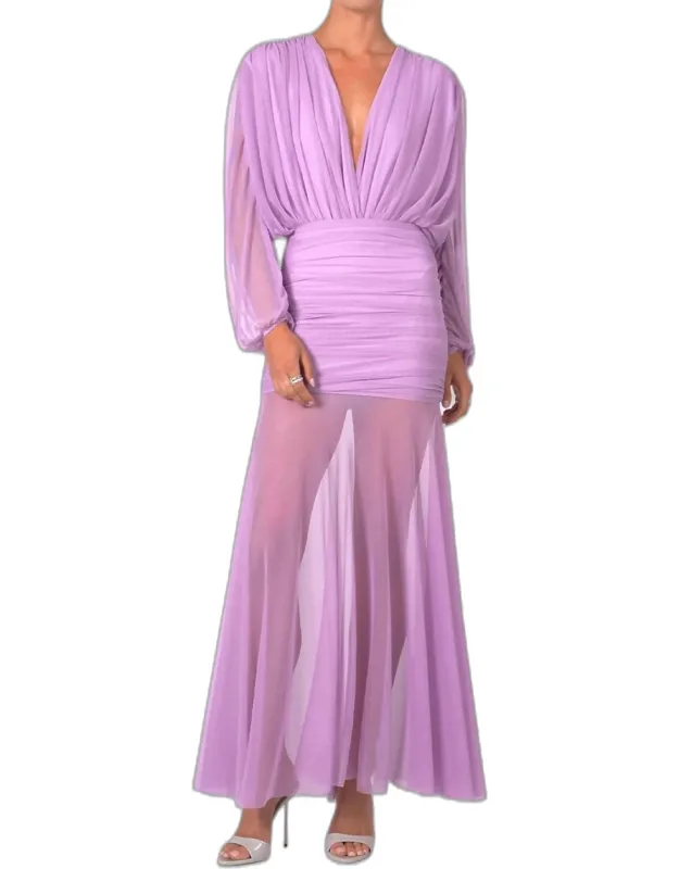 Ruched Mesh Maxi Skirt