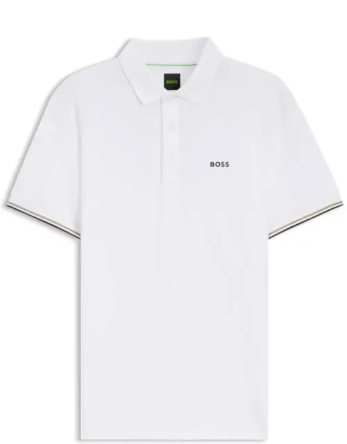 Active Slim-fit Polo Shirt With Embossed Tennis-ball Pattern