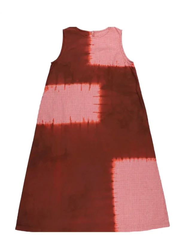 Cotton Gingham Check Wide Sleeveless Dress