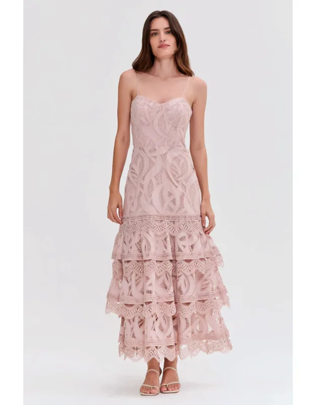 Lace Flutter Midi Dress