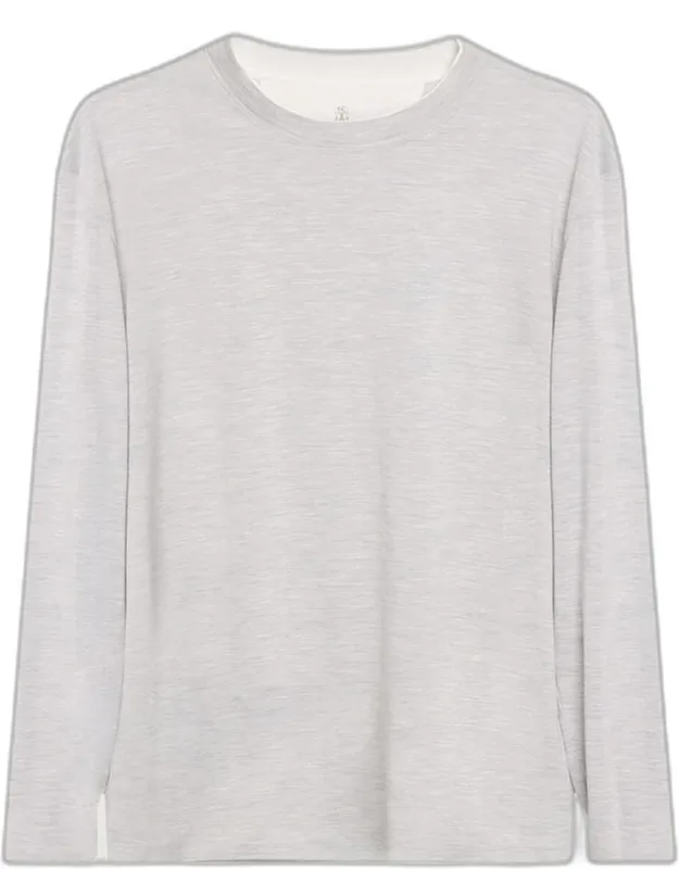 Silk And Cotton Long-sleeve Crewneck T-shirt