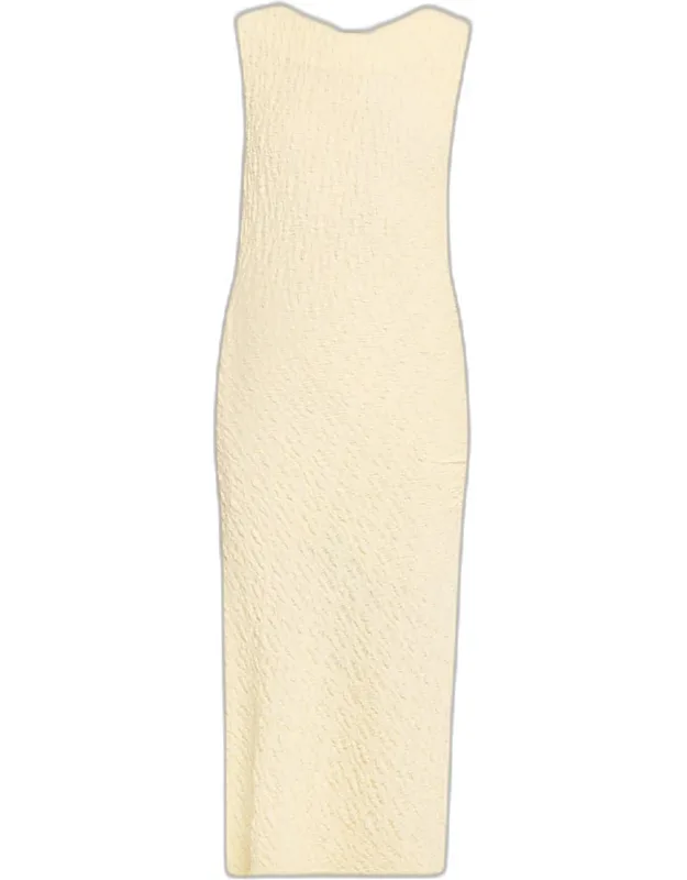 Textured Sleeveless Midi Dress