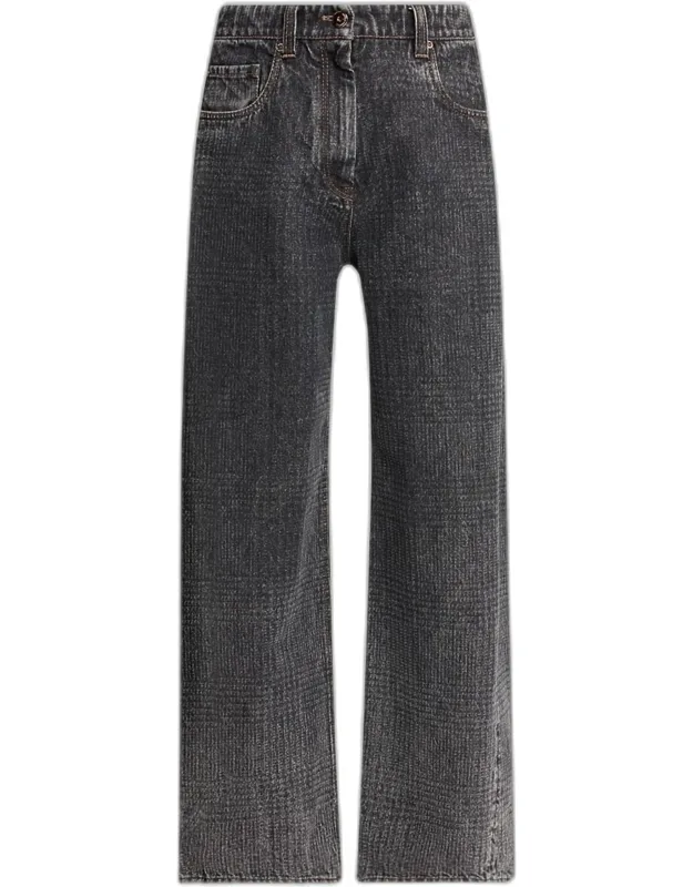 Wide-leg Denim Trousers