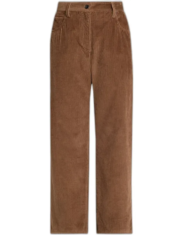 Mid-rise Corduroy Straight-leg Pants