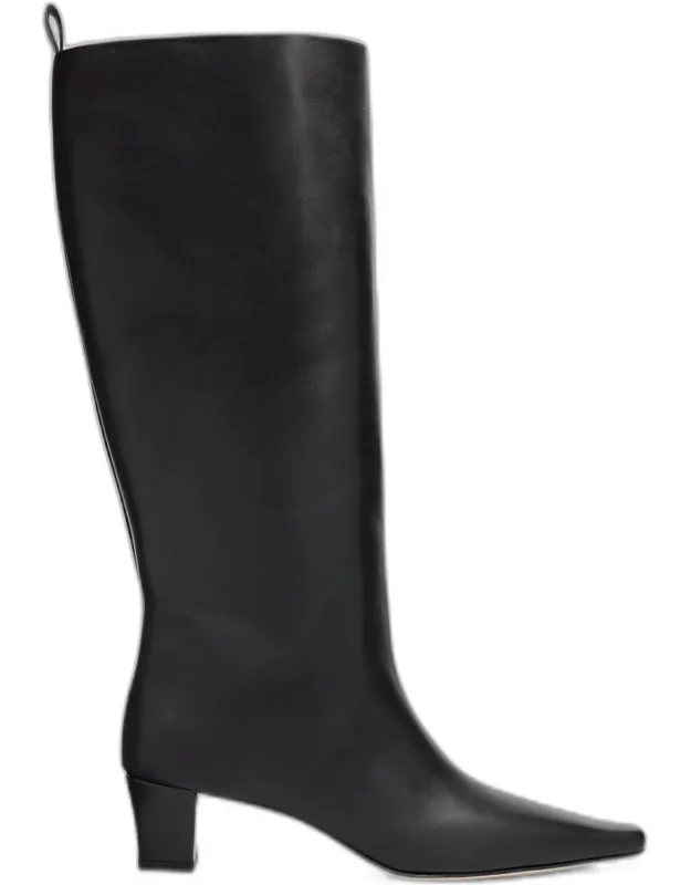 50mm Leather Knee-high Low-heel Boots