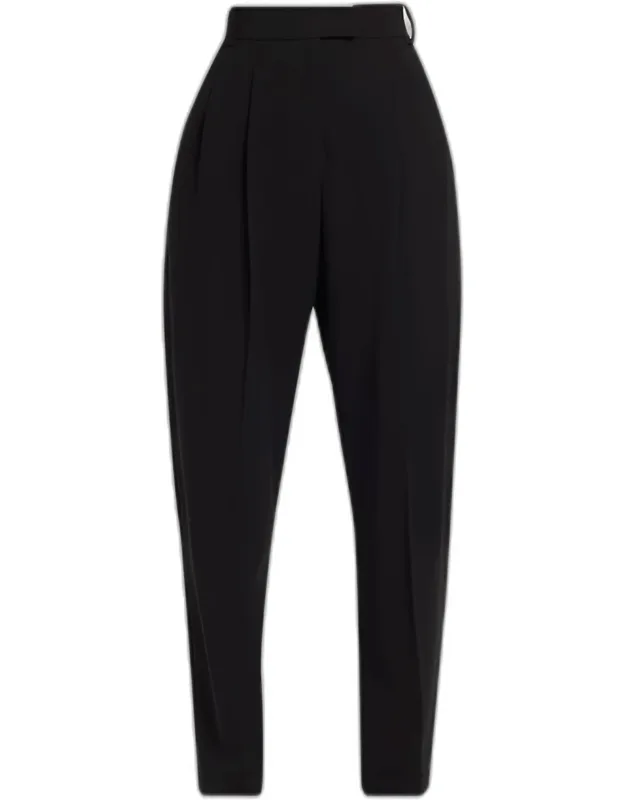 Pleated Tapered Wool Trousers