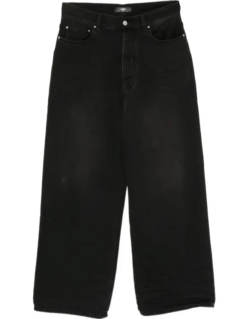 Faded Wide-leg Denim Jeans