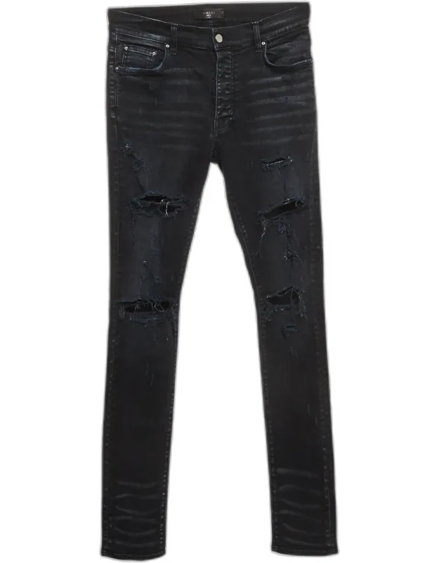 Faded Distressed Ripped Denim Skinny Jeans