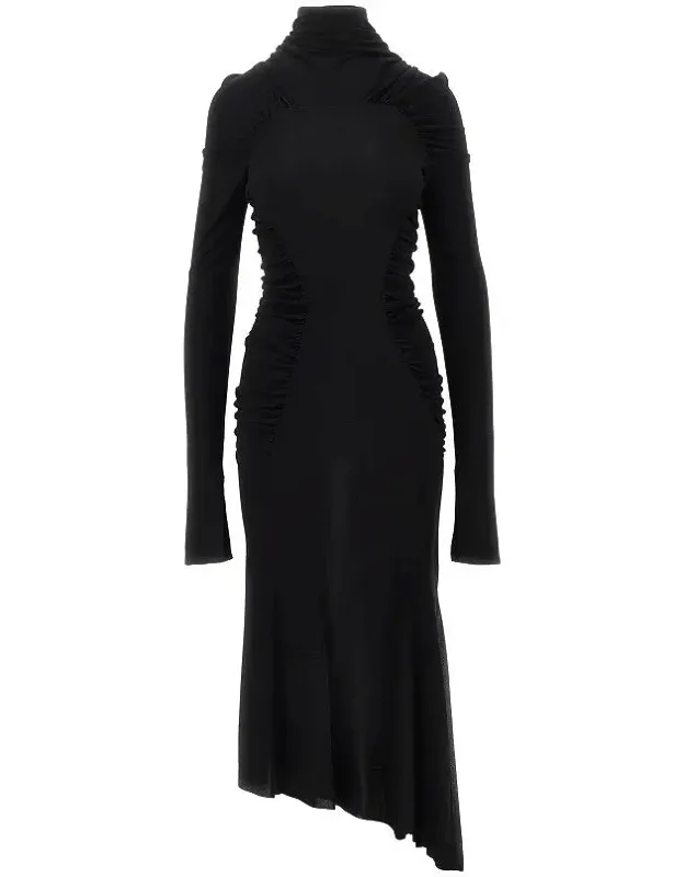 Crepe Jersey Gathered Midi Dress