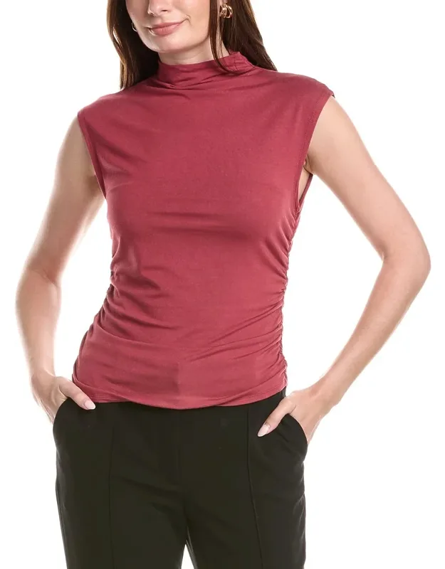 Mock Neck Ruched Top