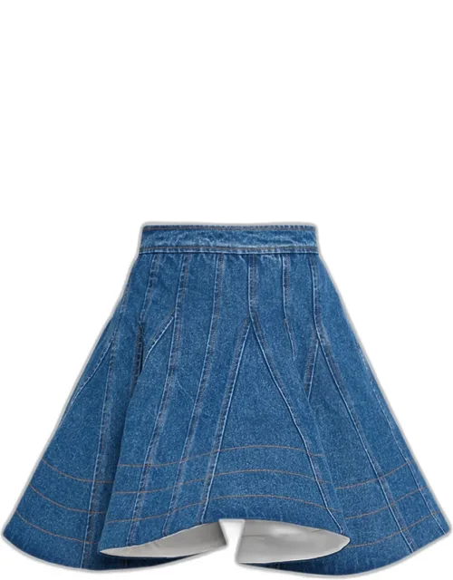Godet Denim Mini Skirt