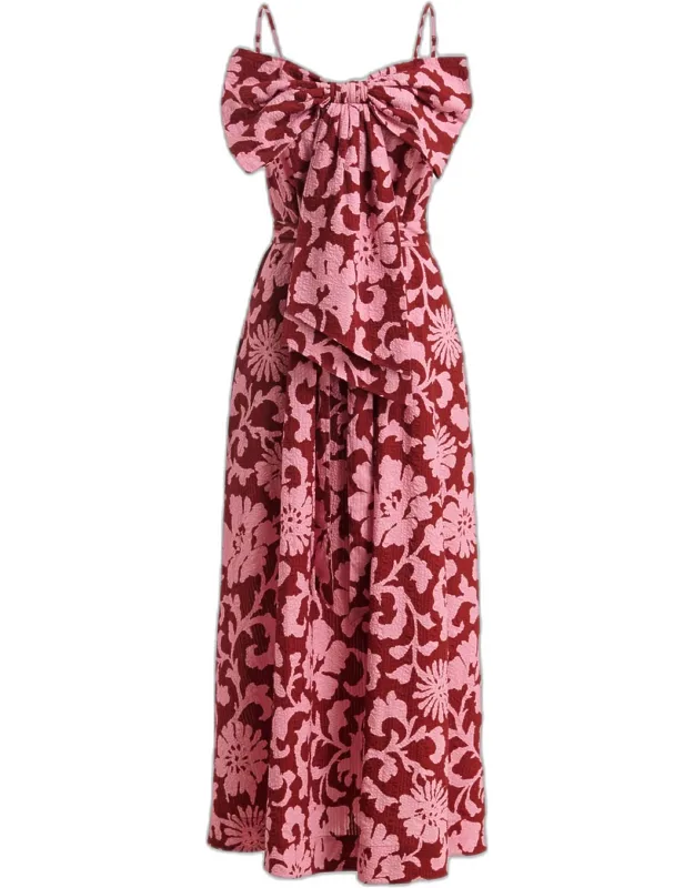 Floral Cotton Bow Maxi Dress