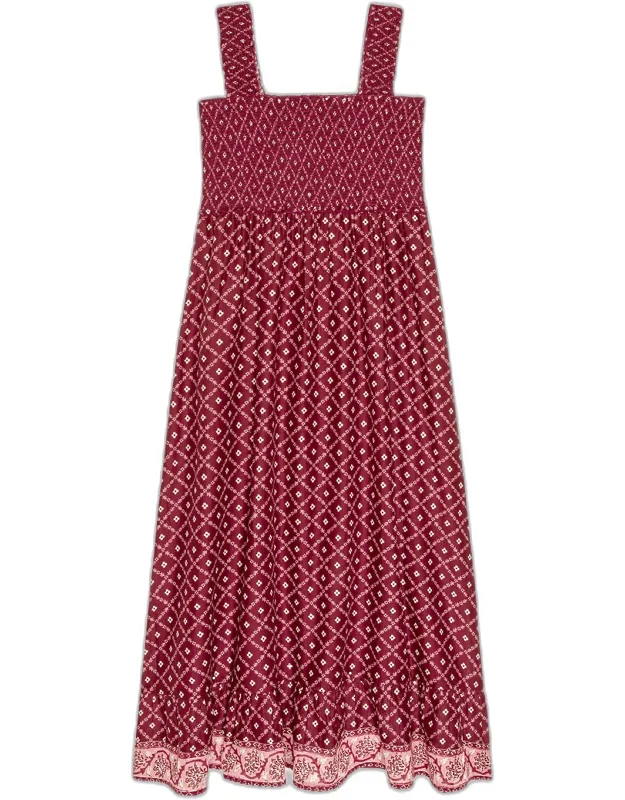 Printed Cotton Midi Dress