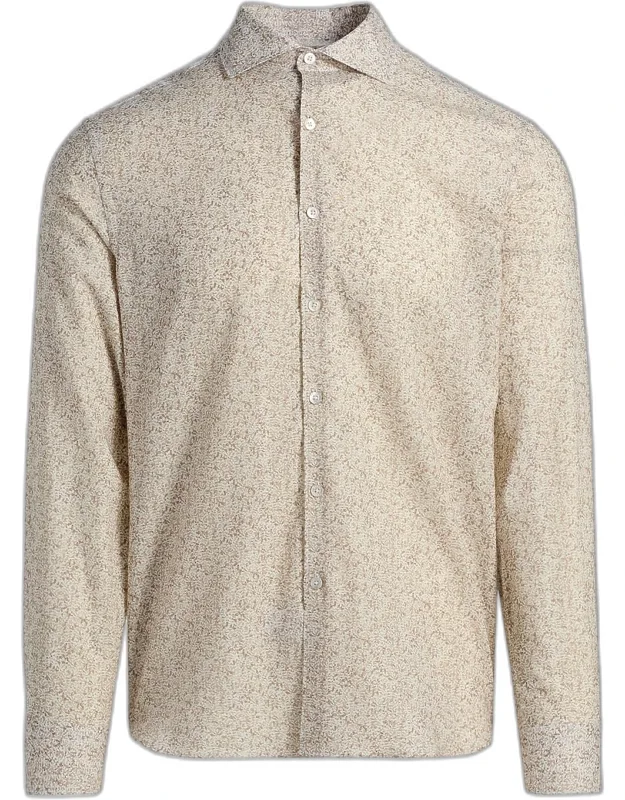 Linen Micro-floral Sport Shirt