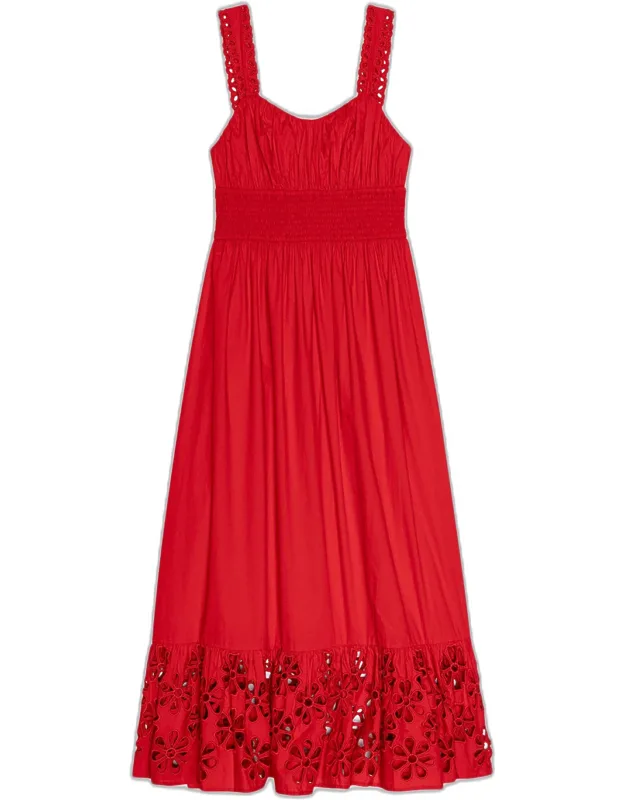 Embroidered Cotton Midi Dress