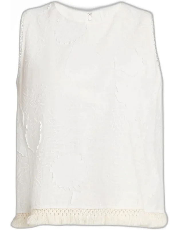 Embroidered Tassel-trim Blouse