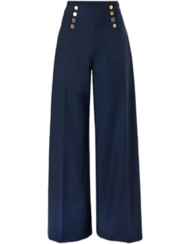 Button-front Wide-leg Sailor Pants