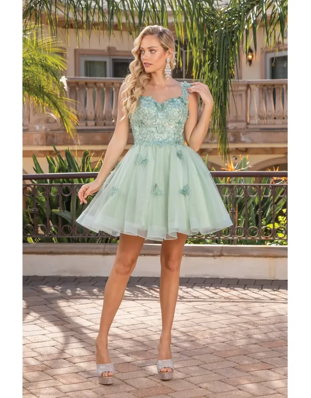 Ornate Beaded Bodice Dress With Illusion Neckline And Layered Tulle Skirt