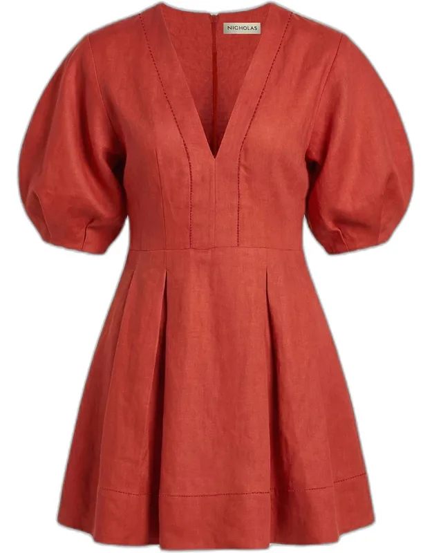 Pleated Lace-inset Mini Dress