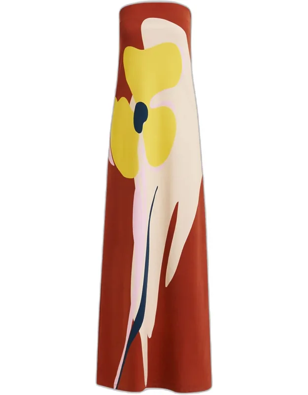 Printed Strapless Maxi Dress