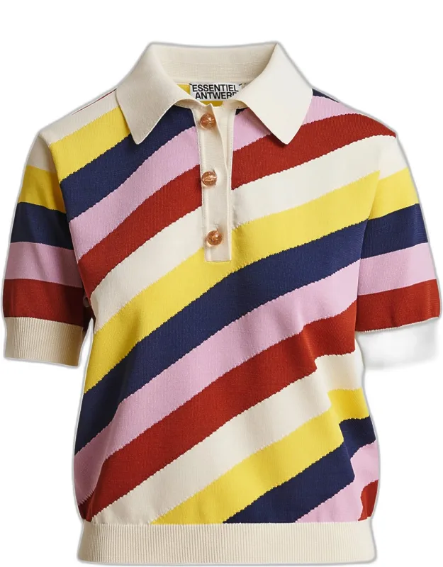 Stripe Knit Polo Shirt