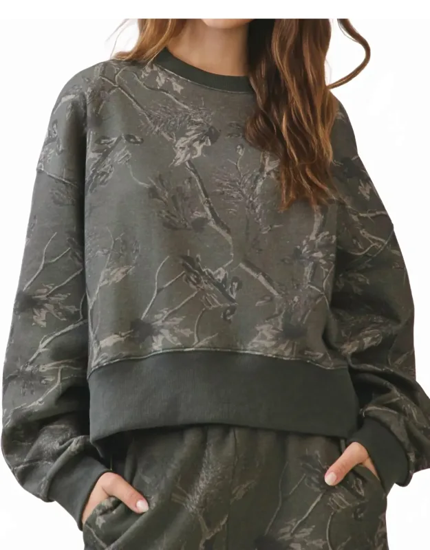 Camouflage Print Dropped Shoulder Sweatshirt