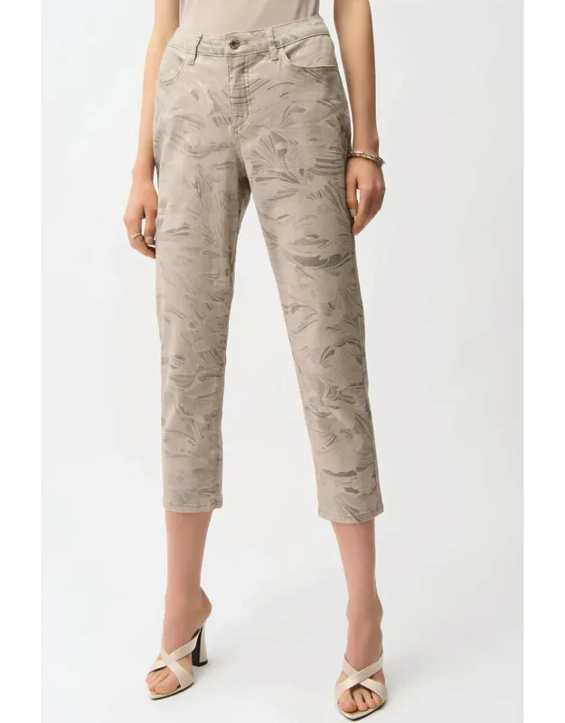Metallic Abstract Print Slim Crop Jeans