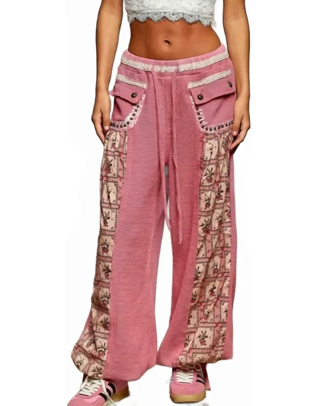 Elastic Band Patch Stud Detail Jogger Pants