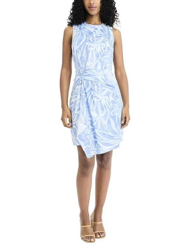 Mini Dress With Gathered Waist Detail And Center Back Invisible Zipper