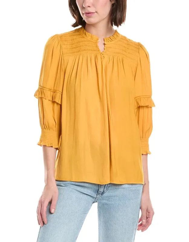 3/4-sleeve Crewneck Blouse